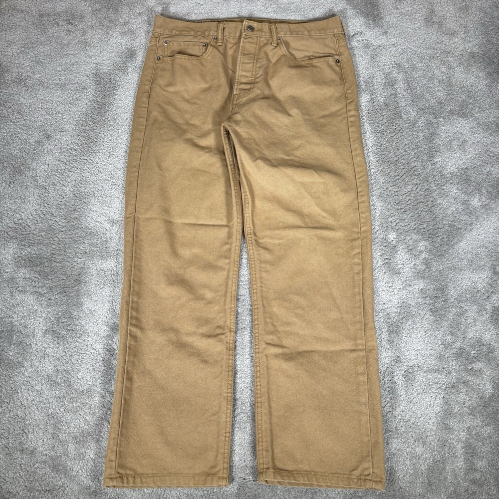 Levis 562 Pants Mens 34x29 Loose Tapered Fit Tan Canvas Button Fly Workwear